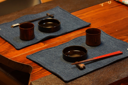 刺し子膳敷物　　　　　　  湖鏡-kokyou-