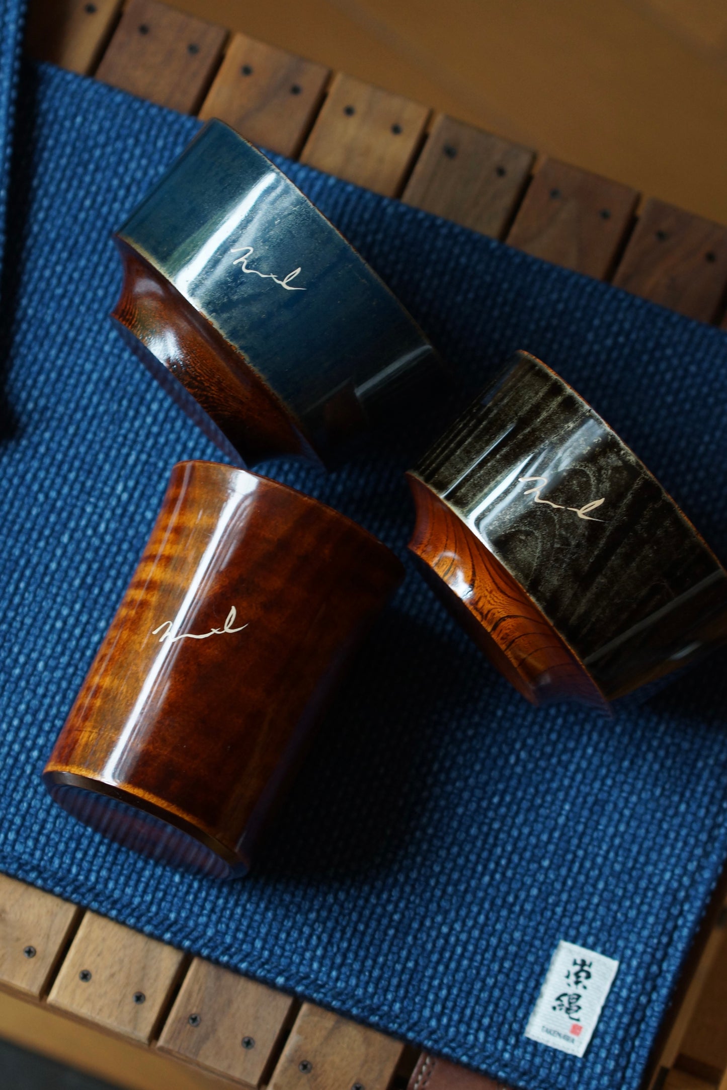 刺し子膳敷物　　　　　　  湖鏡-kokyou-